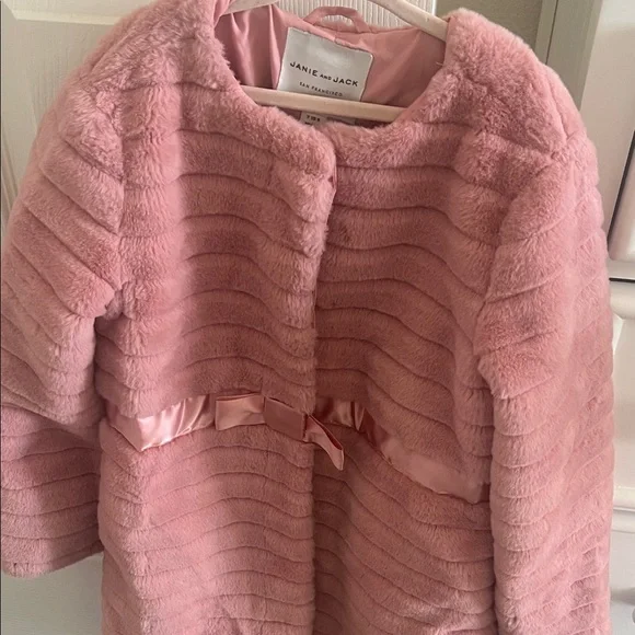 Janie and Jack Blush Pink Faux Fur Jacket